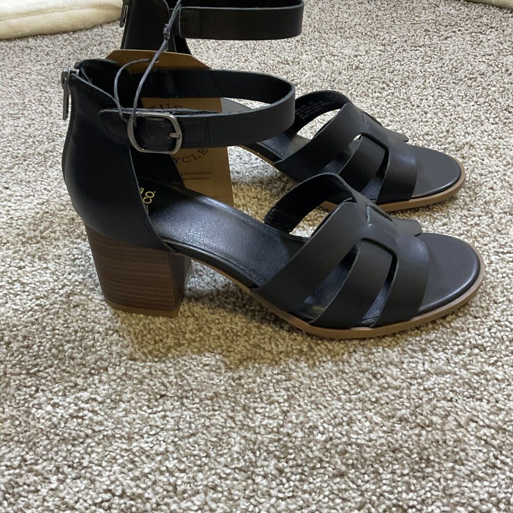 New Frye & Co Womens Hollins Heeled Sandals Black Size 10 Open Toe Ankle Strap